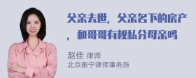父亲去世，父亲名下的房产，和哥哥有权私分母亲吗