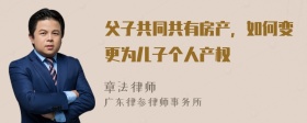 父子共同共有房产，如何变更为儿子个人产权