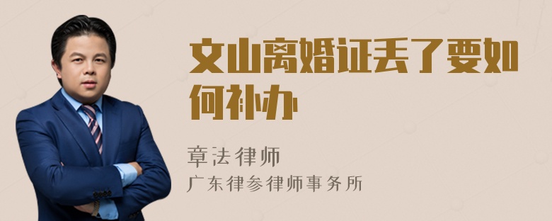 文山离婚证丢了要如何补办