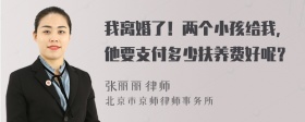 我离婚了！两个小孩给我，他要支付多少扶养费好呢？