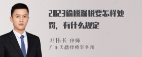 2023偷税漏税要怎样处罚，有什么规定