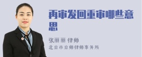 再审发回重审哪些意思