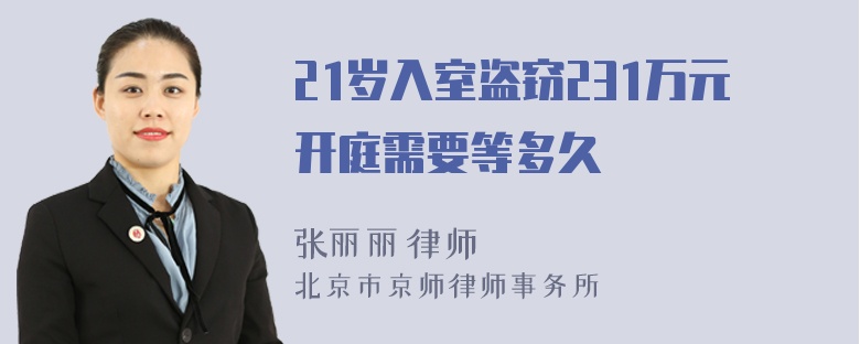 21岁入室盗窃231万元开庭需要等多久