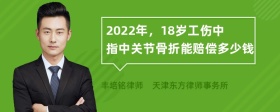 2022年，18岁工伤中指中关节骨折能赔偿多少钱