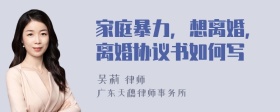 家庭暴力，想离婚，离婚协议书如何写