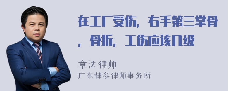 在工厂受伤，右手第三掌骨，骨折，工伤应该几级