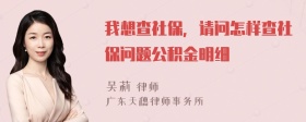 我想查社保，请问怎样查社保问题公积金明细