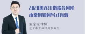 2020黑龙江借款合同样本常用如何写才有效