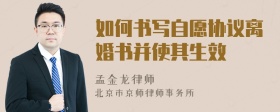 如何书写自愿协议离婚书并使其生效