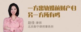 一方出轨婚前财产归另一方所有吗