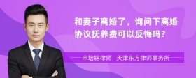 和妻子离婚了，询问下离婚协议抚养费可以反悔吗？