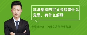 非法集资的定义金额是什么意思，有什么解释