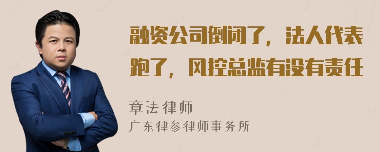 融资公司倒闭了，法人代表跑了，风控总监有没有责任