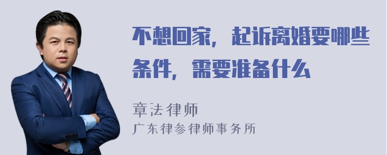 不想回家，起诉离婚要哪些条件，需要准备什么