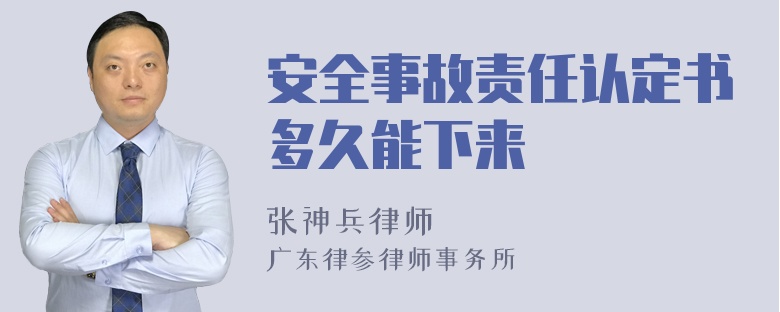 安全事故责任认定书多久能下来