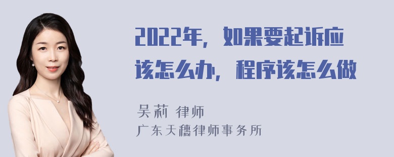 2022年，如果要起诉应该怎么办，程序该怎么做