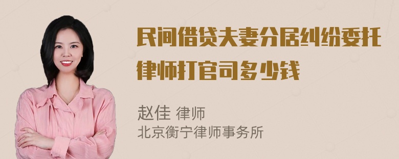 民间借贷夫妻分居纠纷委托律师打官司多少钱