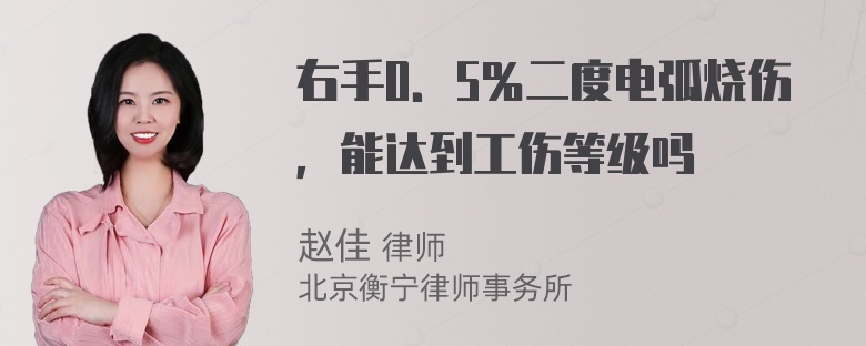 右手0．5％二度电弧烧伤，能达到工伤等级吗