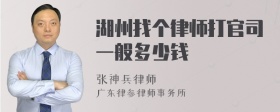 湖州找个律师打官司一般多少钱