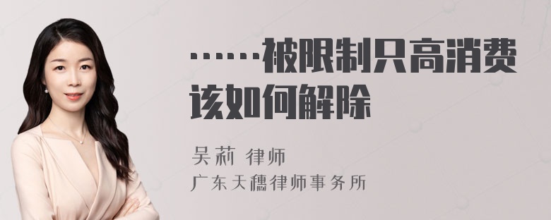 ……被限制只高消费该如何解除