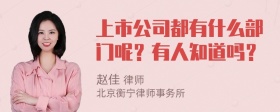 上市公司都有什么部门呢？有人知道吗？