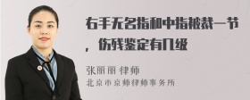 右手无名指和中指被裁一节，伤残鉴定有几级