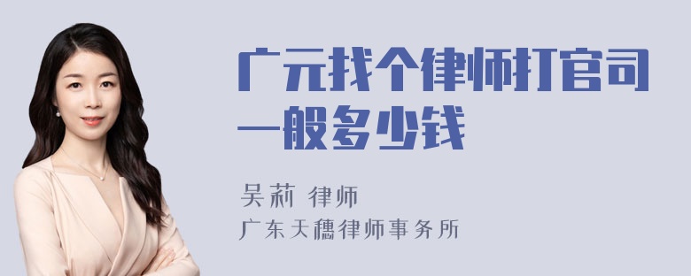 广元找个律师打官司一般多少钱