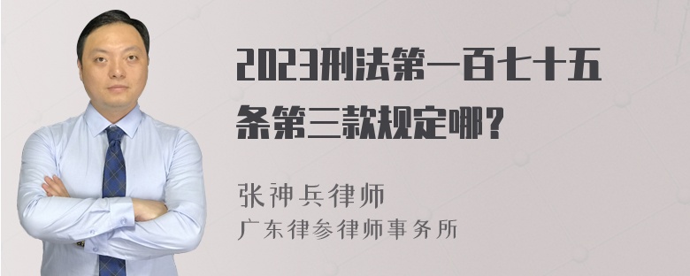 2023刑法第一百七十五条第三款规定哪？