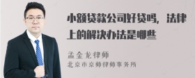 小额贷款公司好贷吗，法律上的解决办法是哪些