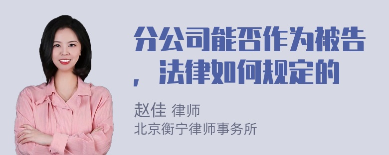 分公司能否作为被告，法律如何规定的