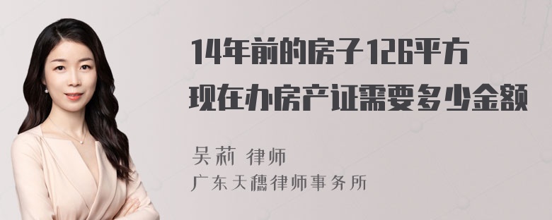 14年前的房子126平方现在办房产证需要多少金额