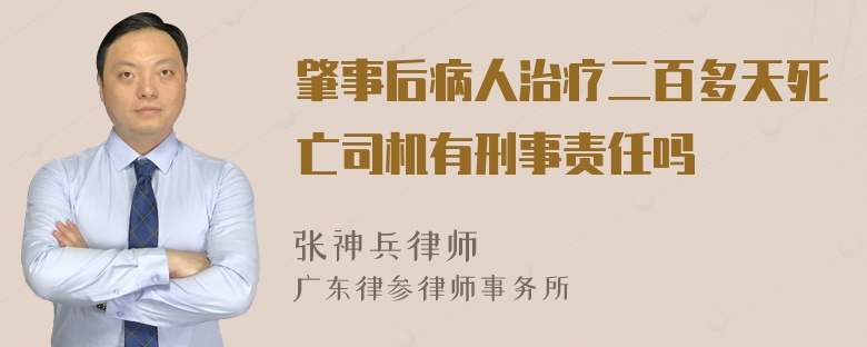 肇事后病人治疗二百多天死亡司机有刑事责任吗