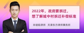 2022年，政府要拆迁，想了解城中村拆迁补偿标准