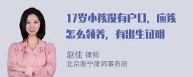 17岁小孩没有户口，应该怎么领养，有出生证明