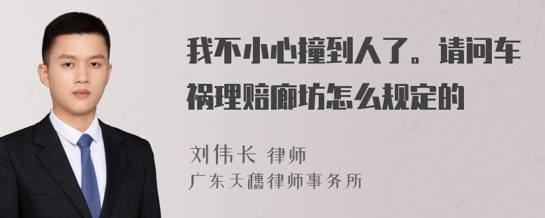 我不小心撞到人了。请问车祸理赔廊坊怎么规定的