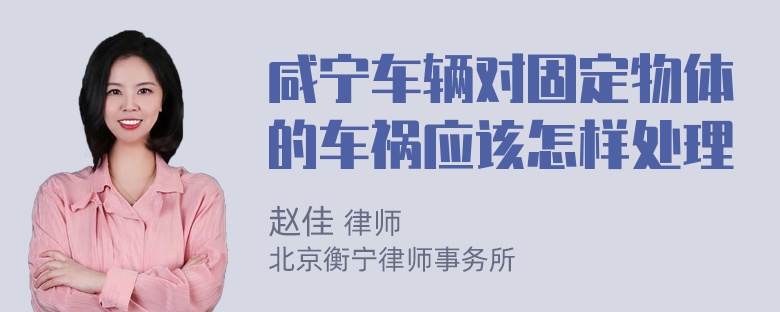 咸宁车辆对固定物体的车祸应该怎样处理