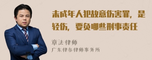 未成年人犯故意伤害罪，是轻伤，要负哪些刑事责任