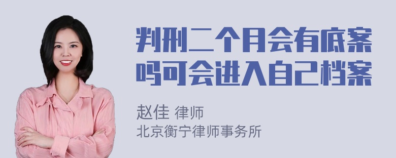 判刑二个月会有底案吗可会进入自己档案