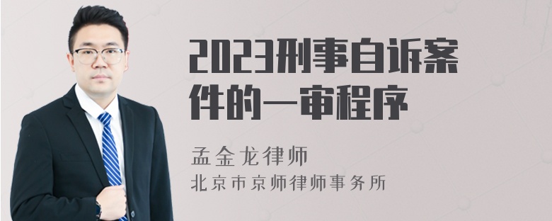 2023刑事自诉案件的一审程序