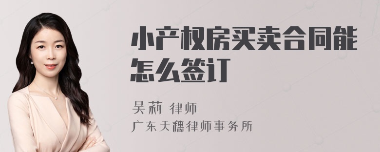 小产权房买卖合同能怎么签订