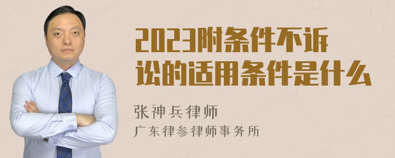 2023附条件不诉讼的适用条件是什么