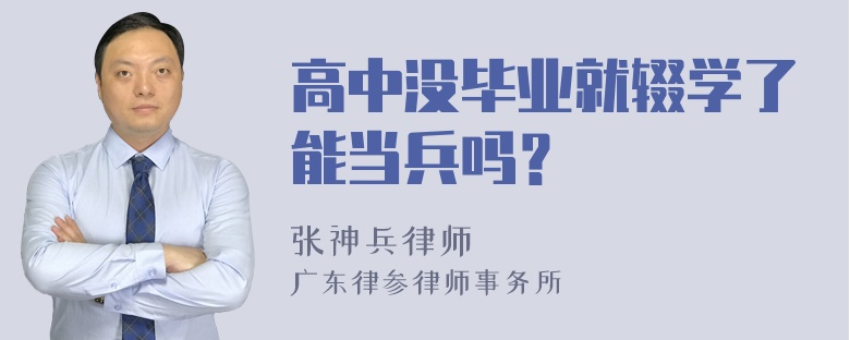 高中没毕业就辍学了能当兵吗？