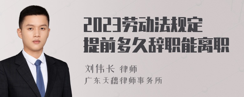 2023劳动法规定提前多久辞职能离职