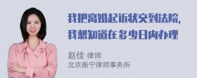 我把离婚起诉状交到法院，我想知道在多少日内办理