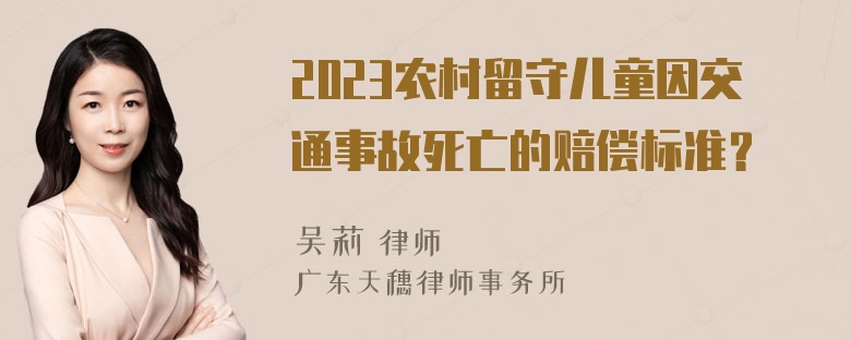 2023农村留守儿童因交通事故死亡的赔偿标准？