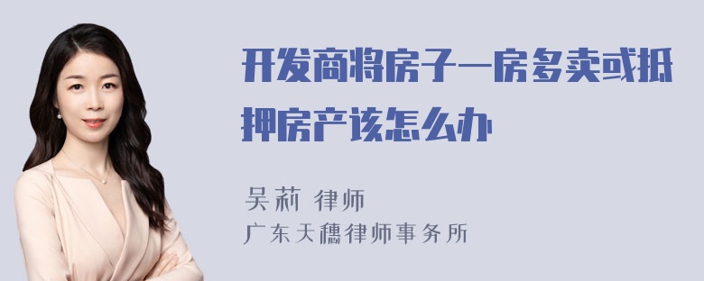 开发商将房子一房多卖或抵押房产该怎么办