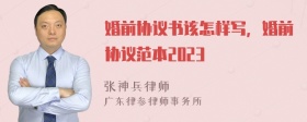 婚前协议书该怎样写，婚前协议范本2023