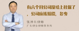 有六个月公司没给上社保了，公司应该赔偿，多少