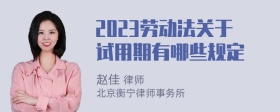 2023劳动法关于试用期有哪些规定