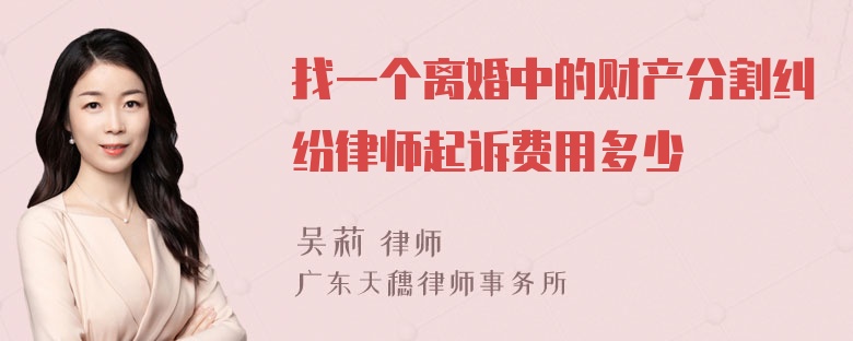 找一个离婚中的财产分割纠纷律师起诉费用多少